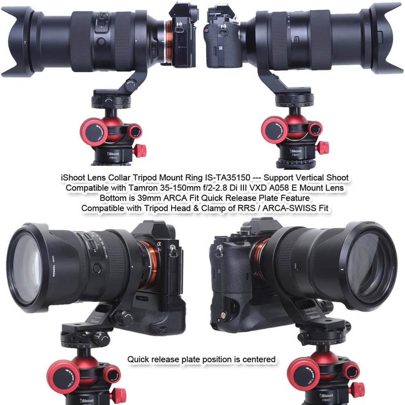 iShoot Tripod Mount Ring Lens Collar Compatible with Tamron 35-150mm f/2-2.8 Di III VXD A058 E Mount, Lens Support Holder Bracket Bottom is Arca-Swiss Fit Quick Release Plate Dovetail Groove - Image 5